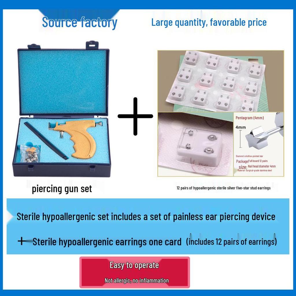 Stainless Steel Ear Piercing Gun with Ear Studs