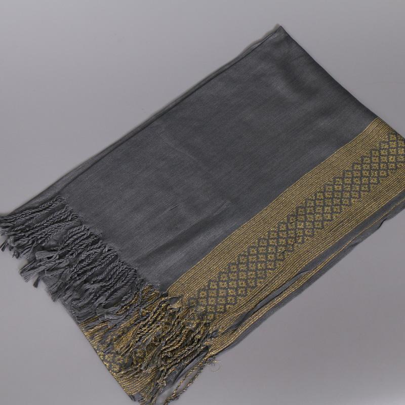 2024 Luxury Brand Women Gold Cotton Solid Color Muslim Head Scarf Shawls and Wraps Glitter Pashmina Bandana Female Foulard Hijab