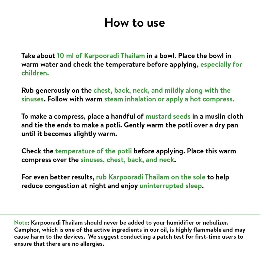 Kerala Ayurveda Karpooradi Thailam 450 Ml Herbal Chest Rub Oil for Adults & Kids, Natural Relief