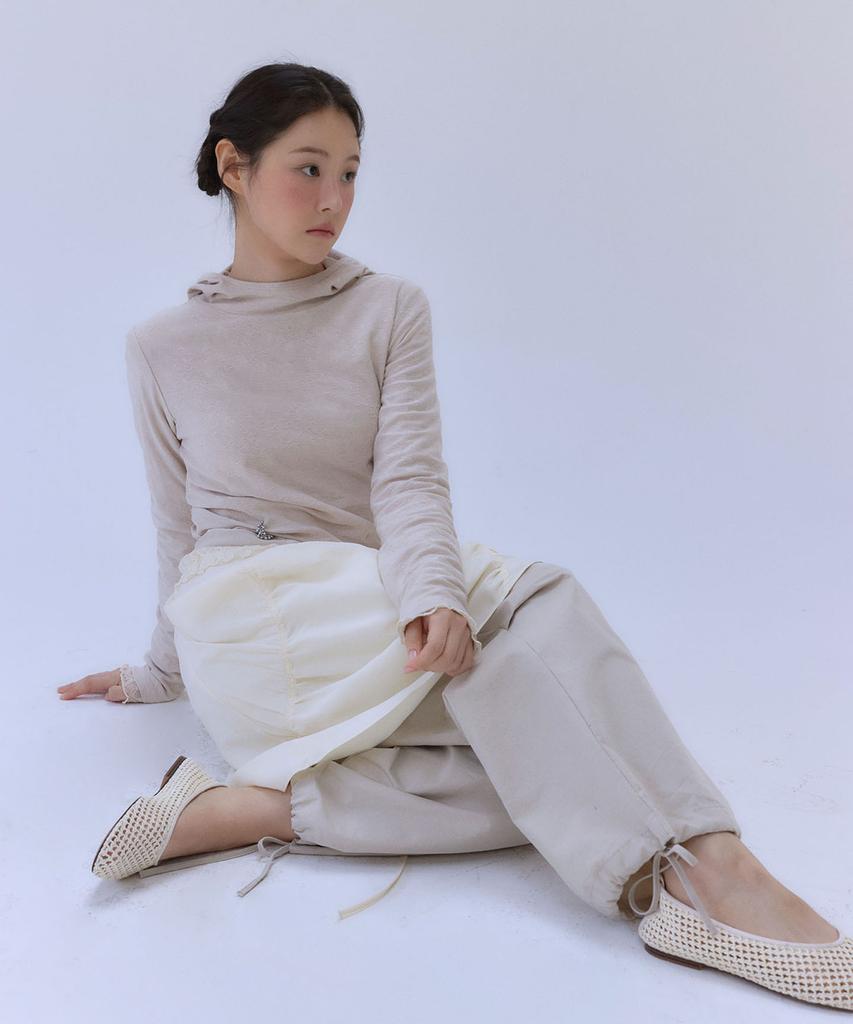 Back Open Hood Tee [ Beige ]