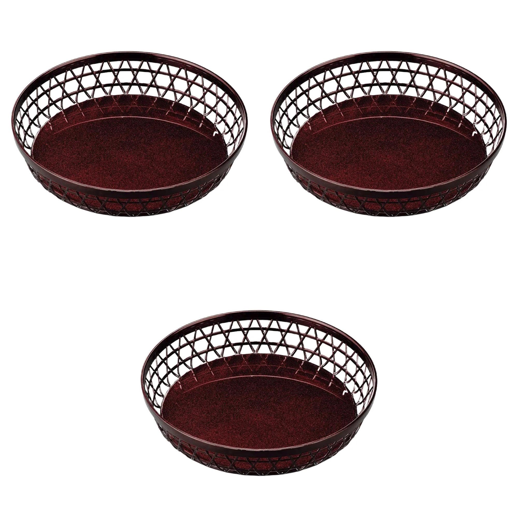 

Set of 3 ABS Bamboo Round Tamame 8 inches x Resin Serving ABS Setomonohonpo [A] Baskets, Pearl, [23.1 4.8 cm] Dish, Resin, Heat-Resistant,