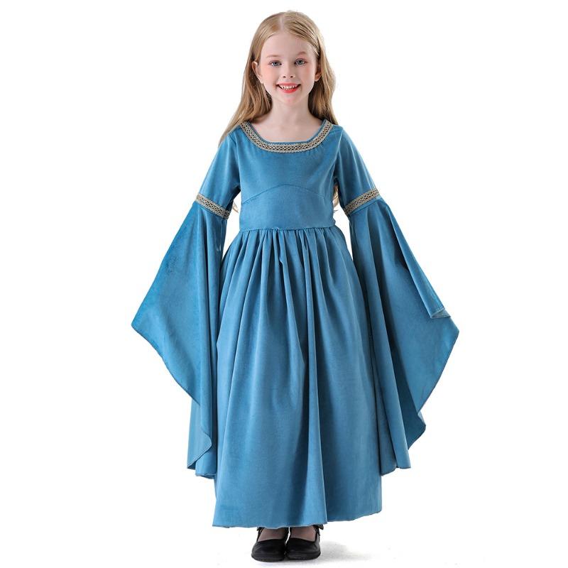 Halloween children's elf princess costume dress cape set medieval court dress
