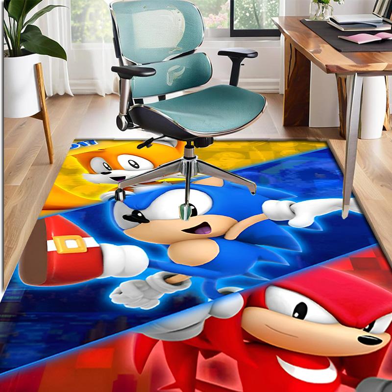 Sonic Pattern Rug, Indoor/Outdoor Mat, for Picnic, Gameroom, Bedroom, Office, Living Room, Home Decor Carpet, Birthday Gift
