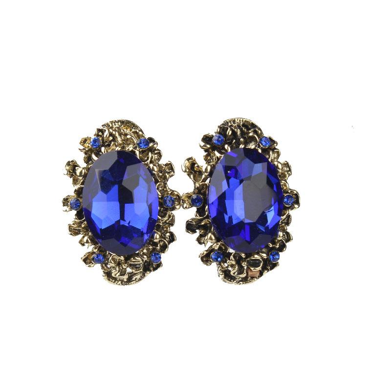 2026 European and American Retro Crystal Gemstone Stud Earrings Fashion Temperament Versatile Earrings Simple Ear Jewelry