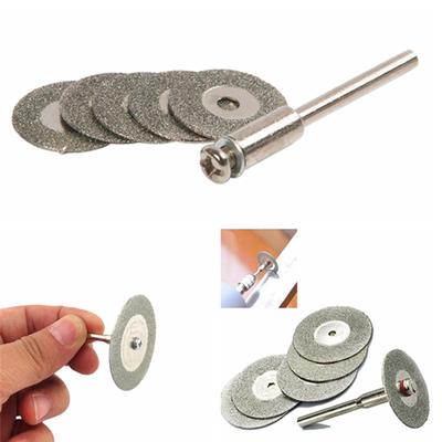 HOT 5 PCS 22mm Emery Diamond Cutting Blades Drill Bit+1 Mandrel for Dremel Set.