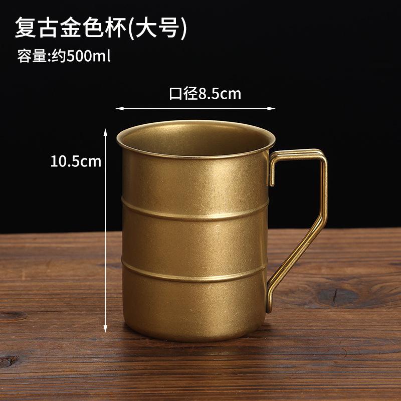 Vintage Stainless Steel Beer Mug Teacup Travel Camping Restaurant BBQ Draft Water Cup Creative Cold Drink Coffee Cups Tableware