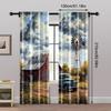 2pcs, Pattern Curtains Farmhouse Windmill Canvas Art with Vintage Trucks Polyester (without Rod) Decorations Inside Use for