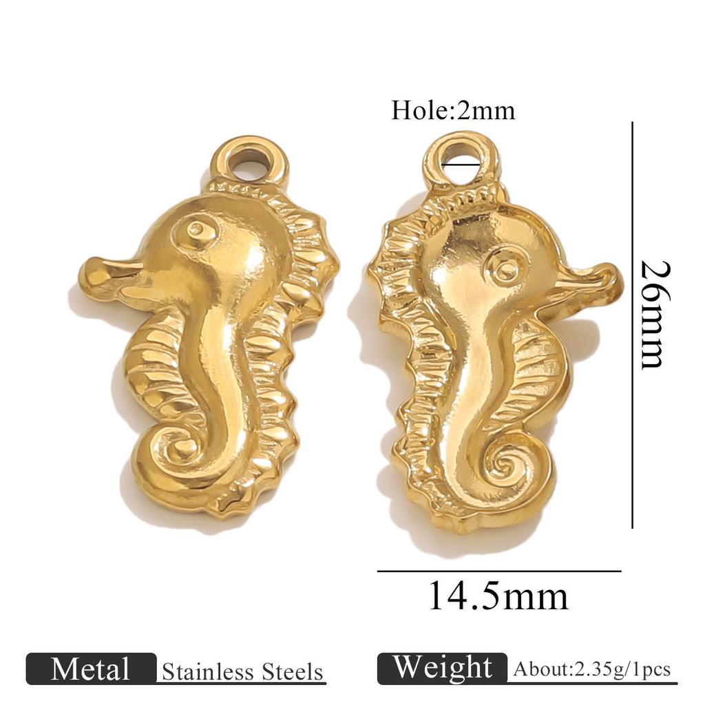 Yori 5 Stück Wasserdicht Edelstahl Seepferdchen Muschel Halskette Anhänger für Schmuckherstellung DIY Hohe Qualität Charms