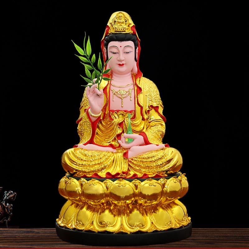 

1pc Resin Guanyin Ornament Feng Shui Accessories Home Furnishing Decoration Store Front Desk Decoration Sculpture Statue H 30CM
