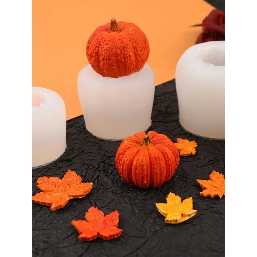 Silikonformar för att göra ljusstakar av pumpa, silikonformar för lönnlöv, 3D-silikonformar för pumpa för gjutning av epoxiharts Thanksgiving