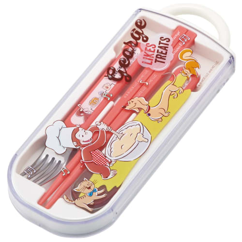 Skater Trio Set Chopsticks Spoon Fork Curious George 23 for Children Boys Antibacterial Made In Japan TACC2AG-A
