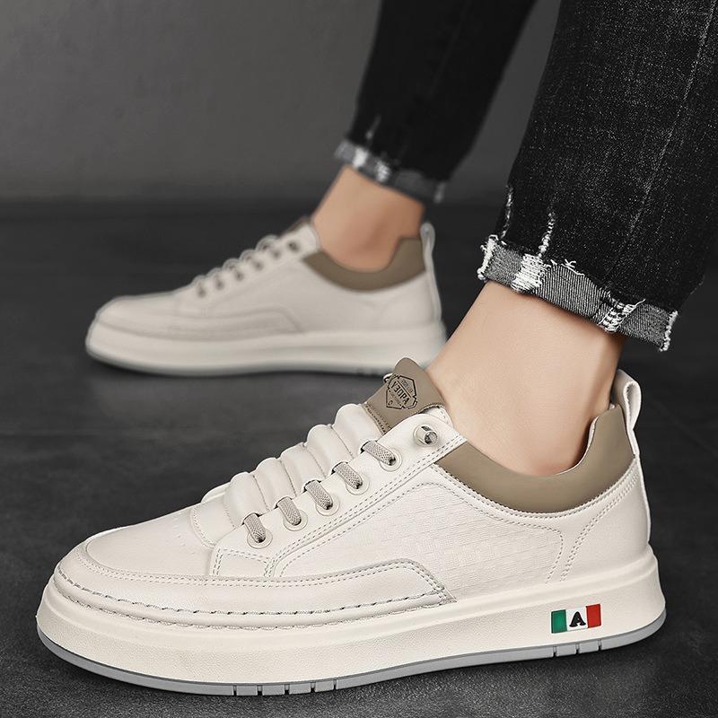 Men's Shoes Autumn Business Casual Board Shoes One Pedal Soft Sole Lightweight Leather Surface Waterproof Work Small White Tide Shoes