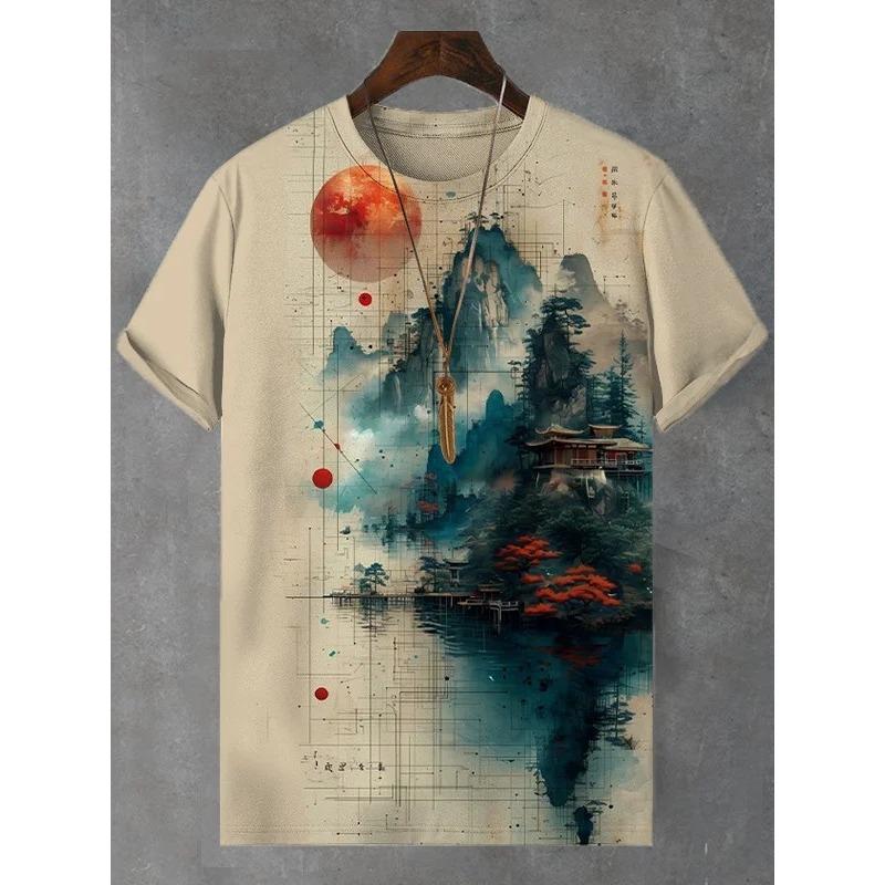 Men's Printed T Shirts Short Sleeved Tee Tops 3D Print O-Neck Shirts Party Summer Casual Men's Clothing Outdoor Pullover