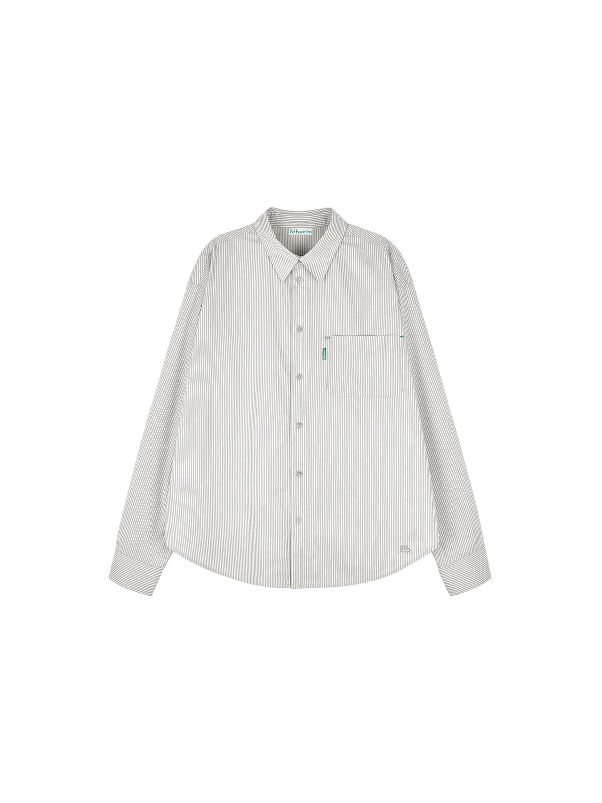 Свободная полосатая рубашка B-Flat Benetton (серый) Os