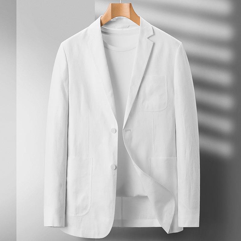 Men's Summer Linen Casual Blazer - Lightweight Suit for Young and Middle-Aged