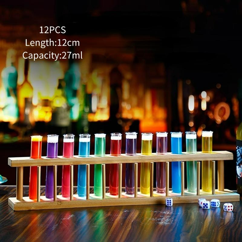6-12 Pezzi Provette Bicchiere da Shot Rack in Legno per Provette Set Creativo di Bicchieri da Cocktail Accessori per Bar Feste