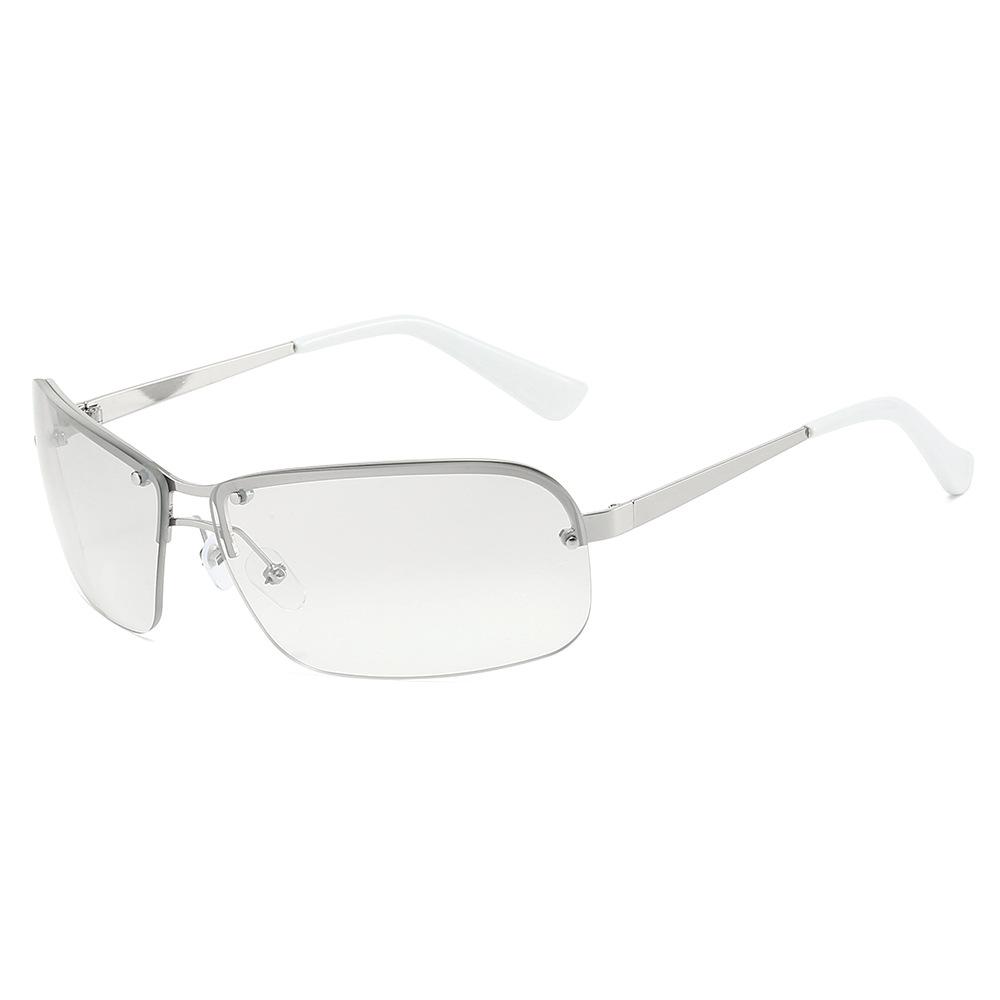 New Luxury Semi Frameless Gradient Rectangular Women Sunglasses  Retro Future Technology Design Punk Men Sun Glasses Uv400