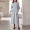Women Turtleneck Long Sleeve Casual Autumn Winter Sweatshirt Dress