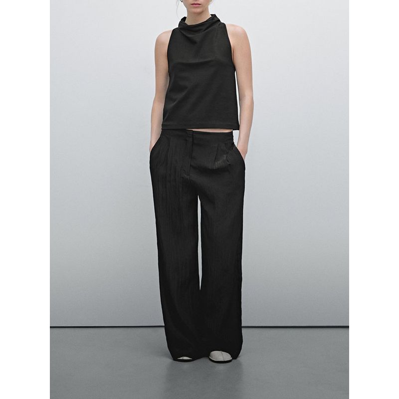 Za2025 Summer New Women Clothes Elegant Commuter Draped Collar Sleeveless Shirts Top 06892110 800