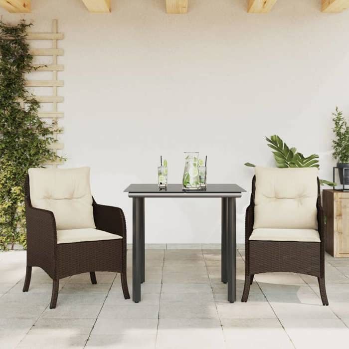 VidaXL Garden Dining Set with Cushions 3 Pcs, Patio Table and Chairs, Outdoor Furniture Terrace, Modern, 3211941