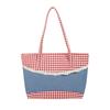 Lace lace handbag contrasting color plaid handbag large capacity shoulder commuting out tote bag