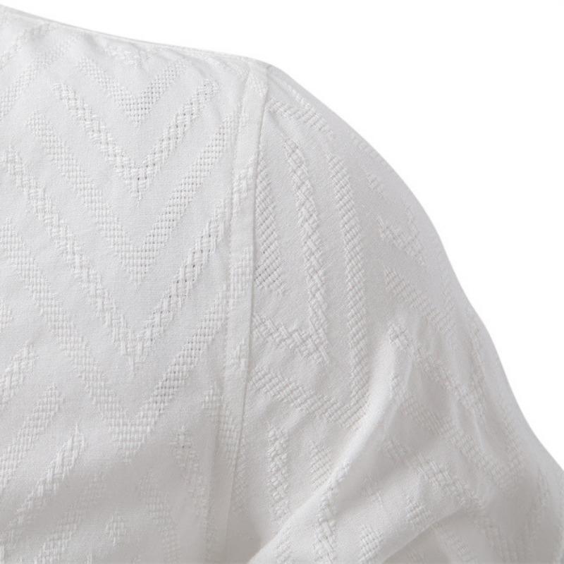 Spring Summer New Men's Long-sleeved Stand-up Collar Shirt