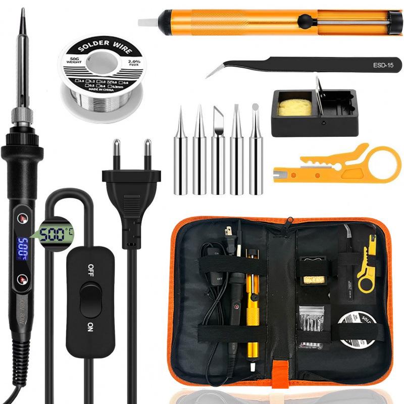 80W Smart LED Electric Soldering Iron Set with Temperature Adjustment and Ceramic Core Desoldering Function.