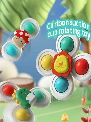 3pcs of Set 0-3 Years Old Baby Bathroom Spinning Toys,Can Be Sucked On the Table, Bathroom Wall, glass,Car Windows Soothing Toys