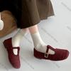 Fashion 2025 Autumn Woolen Fabric Women Flats Shoes Fashion Shallow Round Toe Shoes Ladies Comfort Ballet Style Mary Jane Shoes