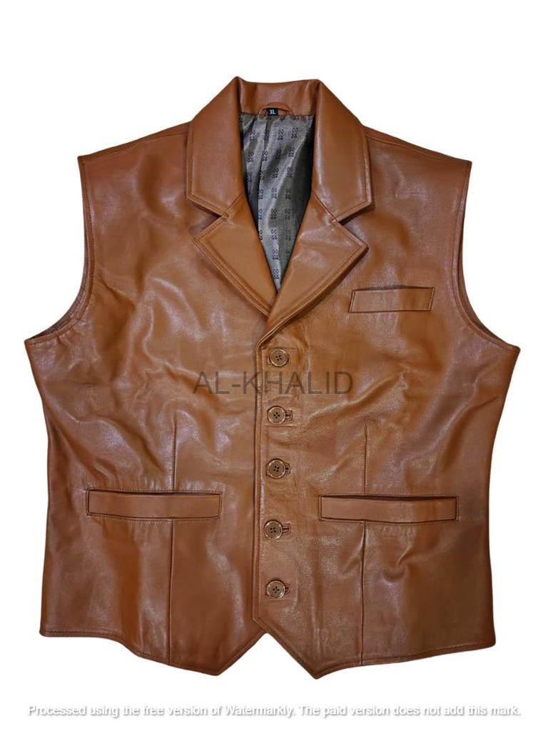 Waistcoat Wedding Wear Handmade Men's Vest Coat Tan Leather Genuine Lambskin Fit