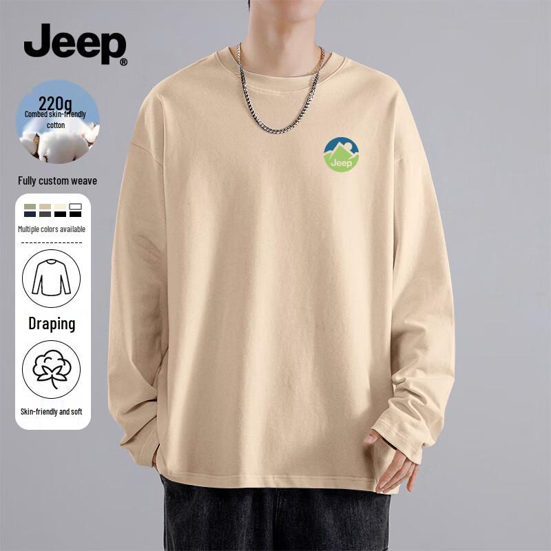 JEEP Men s Crew Neck Long Sleeve Cotton T-Shirt 3XL