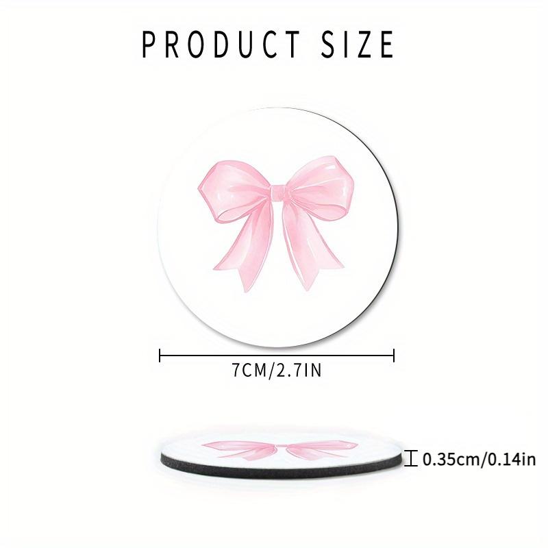 2pcs Non-Slip Pink Bow Pattern Vehicle-Mounted Cup Holder, Universal Cup Holder, Water Absorption Coasters, Car Interior Design Accessories