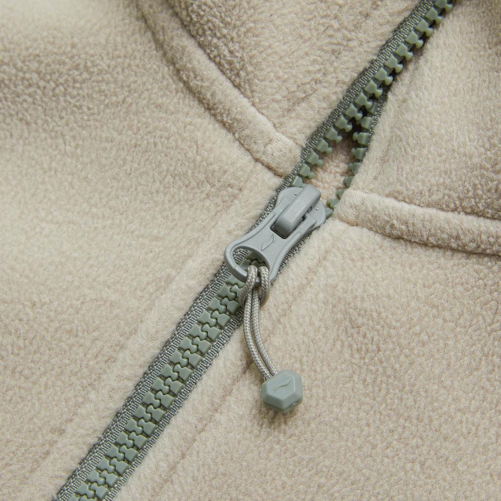 Li Ning Comfortable Breathable Fleece Warm Sweatshirt With Letter Stand Collar Men Sweatshirt Dusty-Gray AWDUA17-6