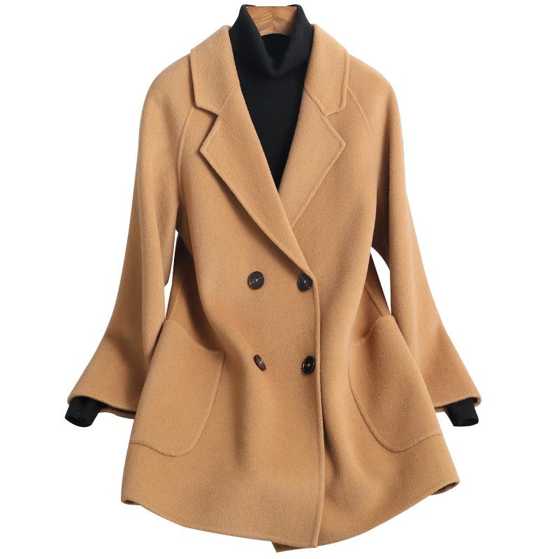 Double-sided cashmere coat women's short loose small 100% wool coat women's