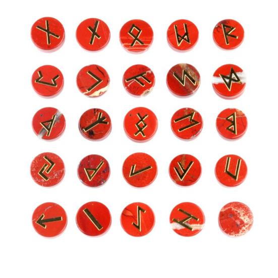 25Pcs Faux Crystal Agate Rune Stone Set Alphabet Rune Round Set Nordic Germanic Language Stone for Witchcraft Fortune-Telling