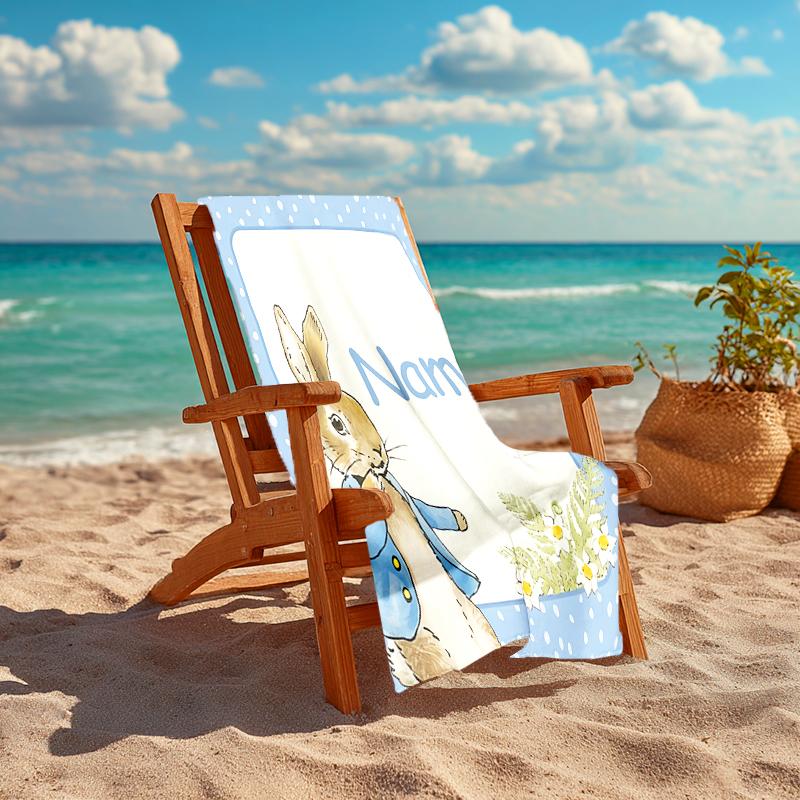 Personalized customized proof beach towel with Peter Rabbit pattern - soft, absorbent,quick-drying,perfect swimming,camping&bathing