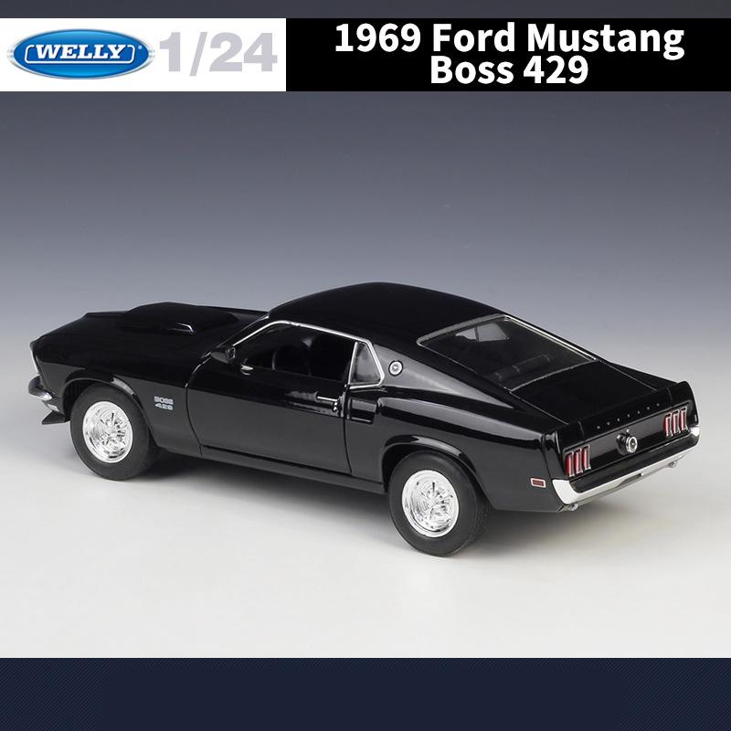 Welly 1/24 1969 Ford Mustang Boss 429 Sports Car Alloy Scale Car Model Diecast Metal Static Collection Children Toy Car Vehicle