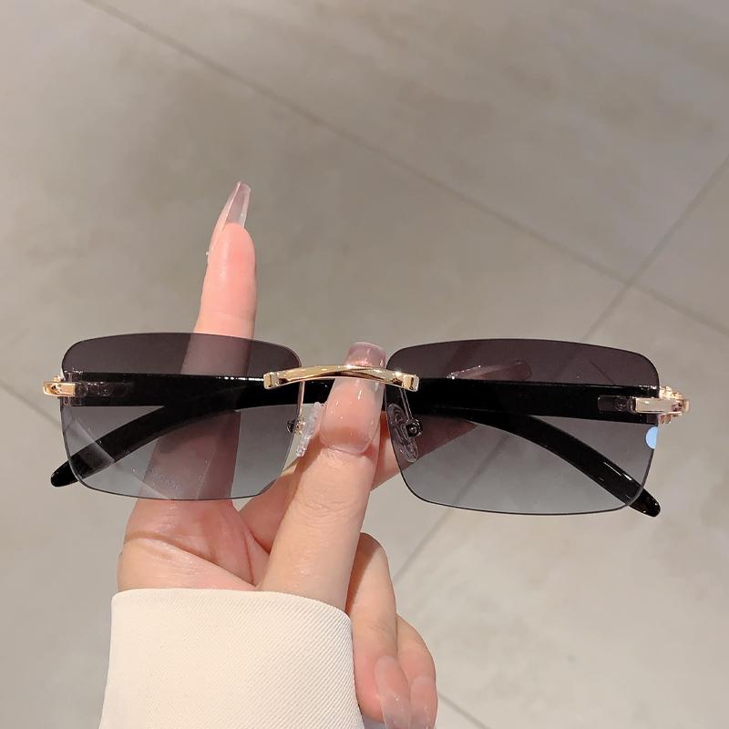 Rimless Rectangle Sunglasses New in Vintage Gradient Ocean Lenses Shades Trendy Brand Designer Fashion Sun Glasses