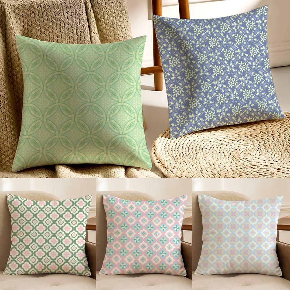 Fresh and elegant green fourleaf flower Cushion Cover Pillowcase Antidustmite living Room Sofa Decor Cushion Room