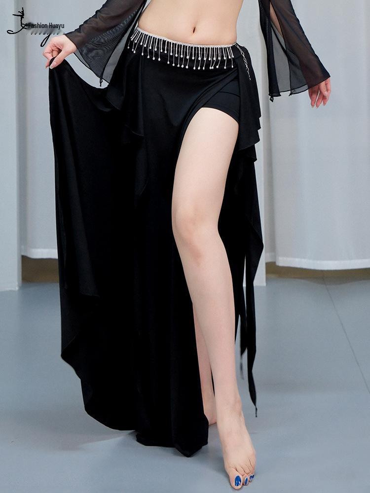 Saia de Prática de Dança do Ventre - Novo Design Sexy com Fenda para Iniciantes, Traje de Dança Oriental
