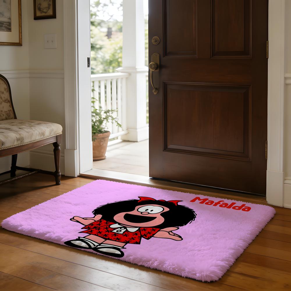 Tappetino da Pavimento Carino a Cartone Animato Mafalda Tappetino Assorbente Morbido in Flanella Tappeto Antiscivolo Casa Camera da Letto Bagno