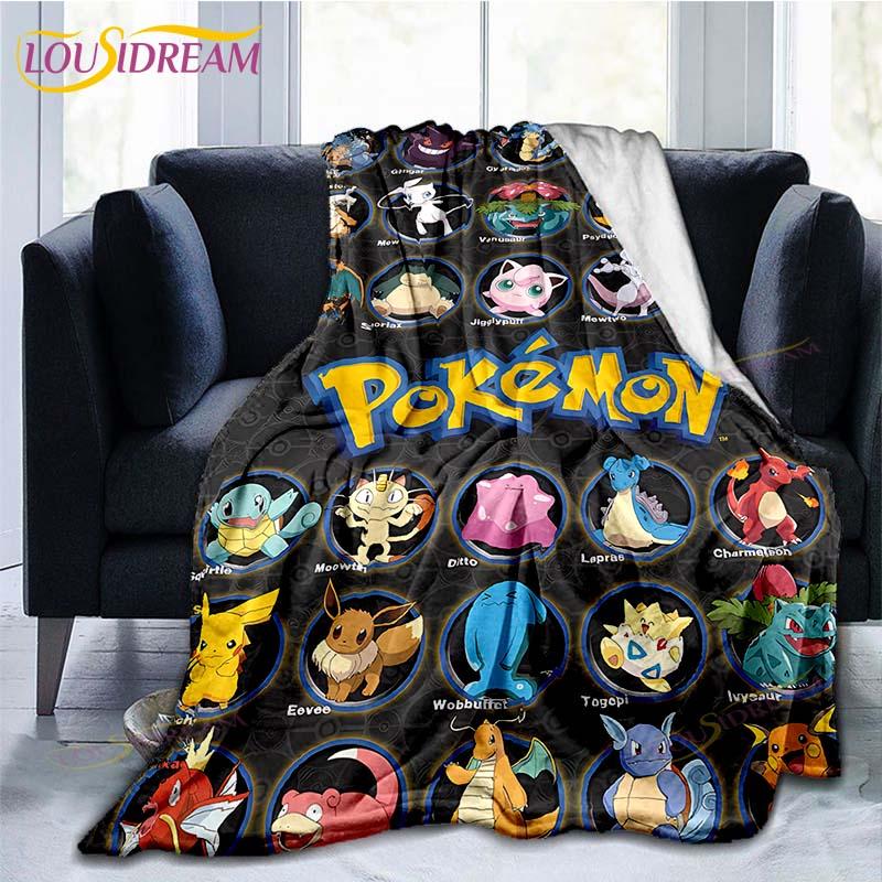 Manta decorativa con estampado de Pokémon, funda de edredón para sofá, ropa de cama de viaje, manta decorativa, manta de franela, colcha, mantas del Grinch