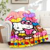 For Hello Kitty, Hearts, CelebrationAnime-Themed Flannel Blanket, Glam Style, Digital Print, All-Season Comfort, Tear-Resistant, Knitted Cra