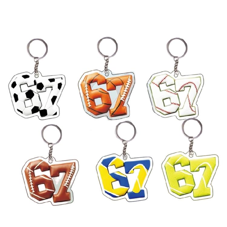 

Set of 6 Acrylic Keyrings Featuring Number 67 in Various Sports Styles Sturdy Materials for Long Time Use 1