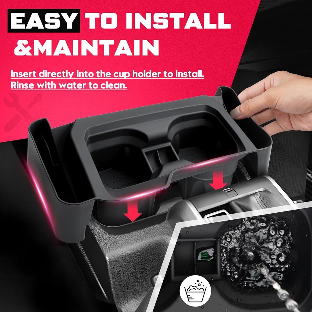 2 In 1 In Cup Holder For Toyota Tacoma 2016- Center Console Cup Holder Ert Silicone Drink Organizer Holder For Tacoma Interior Upgrade Accessories