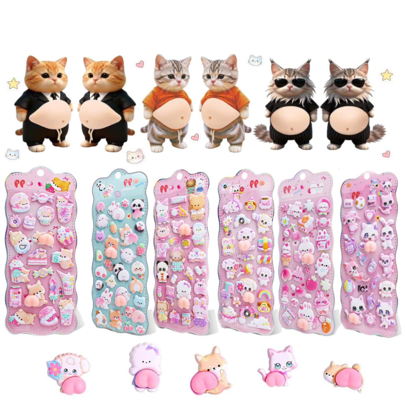 

H.K 3D Stickers Cute Glitter Decorative Removable Stickers for Journals Diaries Kids Girls Boys Gift