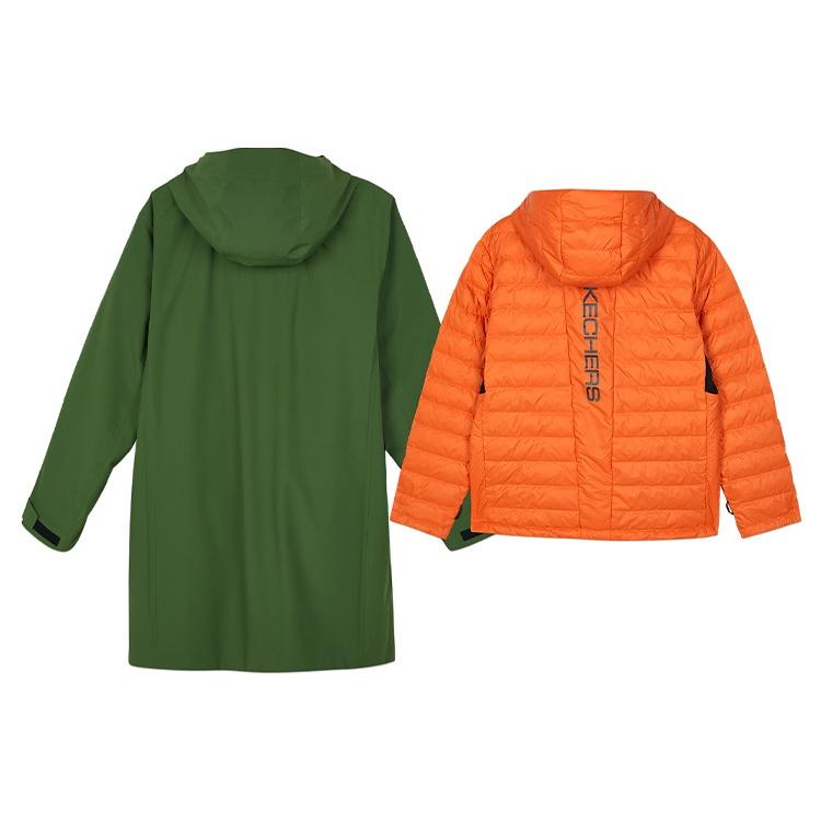 Skechers Casual Hooded 2-In-1 Jacket 'Green Orange' Men's L423M147-00QV