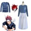 Food Wars Shokugeki No Soma Yukihira Souma Cosplay Kostyme Skjorte Forkle Skjerf Parykk