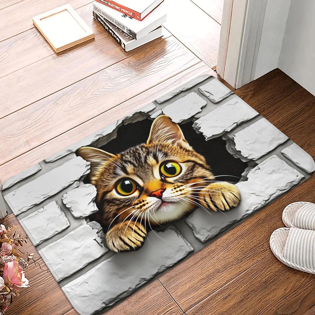 Cute Pet Animal Shaped Carpet Cute Kittens and Puppies Door Mat Entrance/Exit Foot Mat Living Room Bedroom Non Slip Door Mat