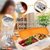 Snack Box with 2/3 Compartment Stainless Steel Meal Plate Children Food Box with Lid Divided Snack Container for Sweet Spice Nut